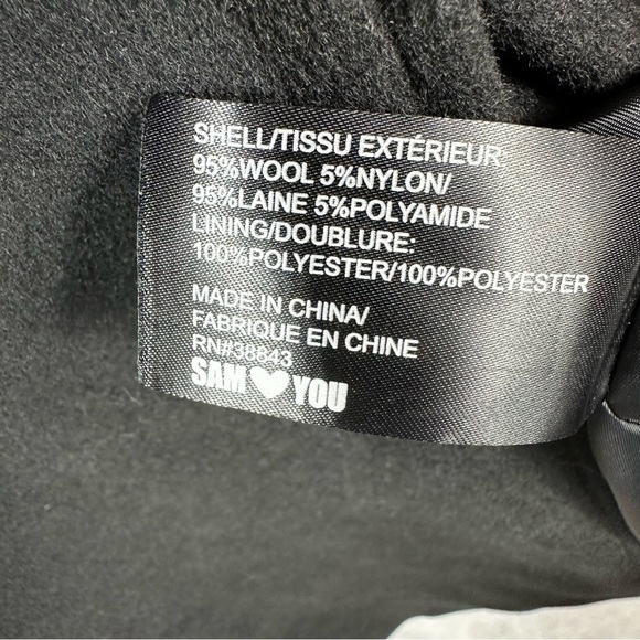 Sam Edelman Wool Blend Double Breasted Black Coat Jacket size 2 - Picture 5 of 7